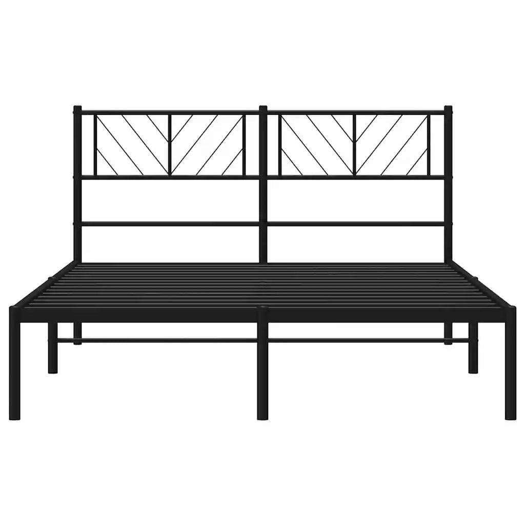 Letto matrimoniale | Letto per adulti | Giroletto con Testiera in Metallo Nero 135x190 cm