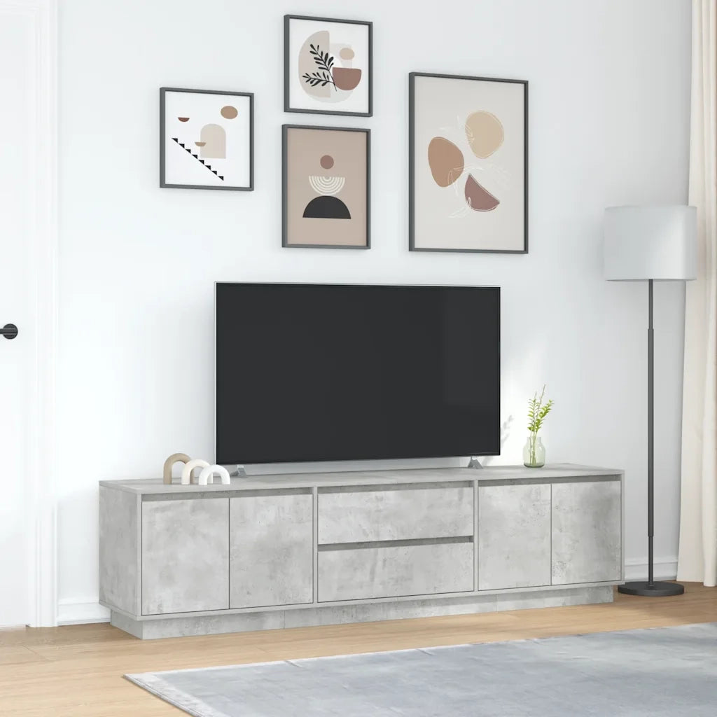 Mobile Porta TV con Luci LED Grigio Cemento 193,5x41x50 cm 3328438