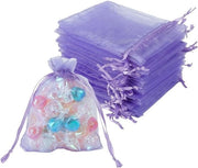 Pacchetto di 200 Sacchetti di Organza per Regali - Azzurro e Viola - Dimensione 10x8cm - Ideali per Natale e Matrimonio