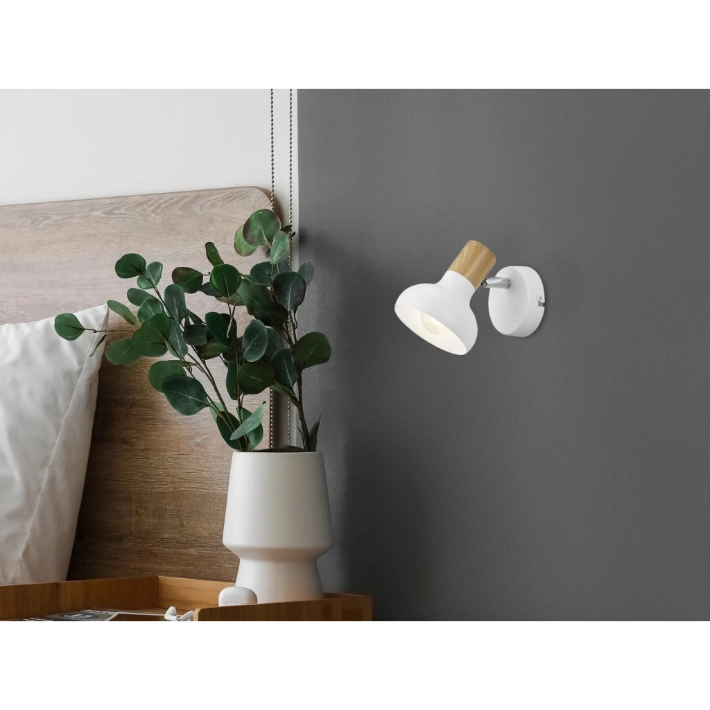 SPOT LATIKA E14 H17CM BIANCO / LEGNO.