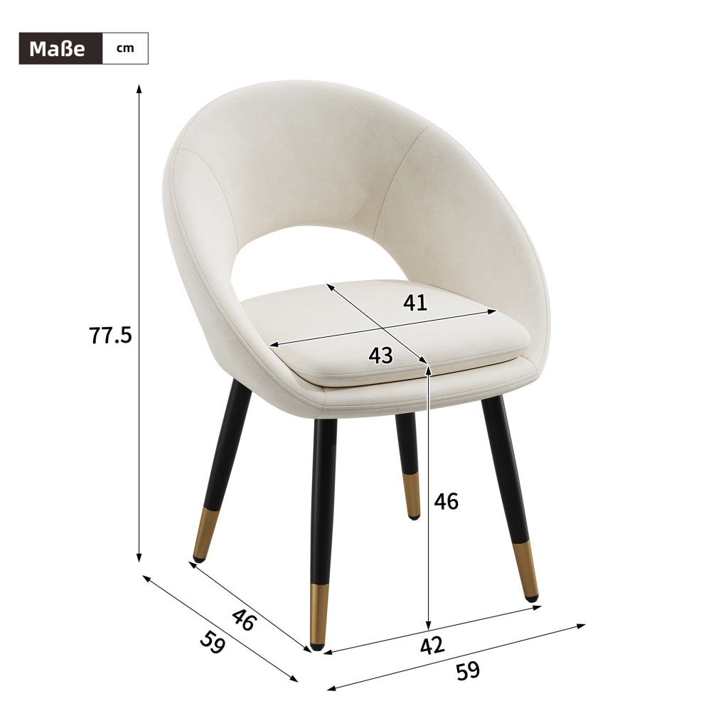 Sedie da Pranzo in Velluto ¨C Xylo ¨C Beige, Set 6 Pezzi, Stile Moderno