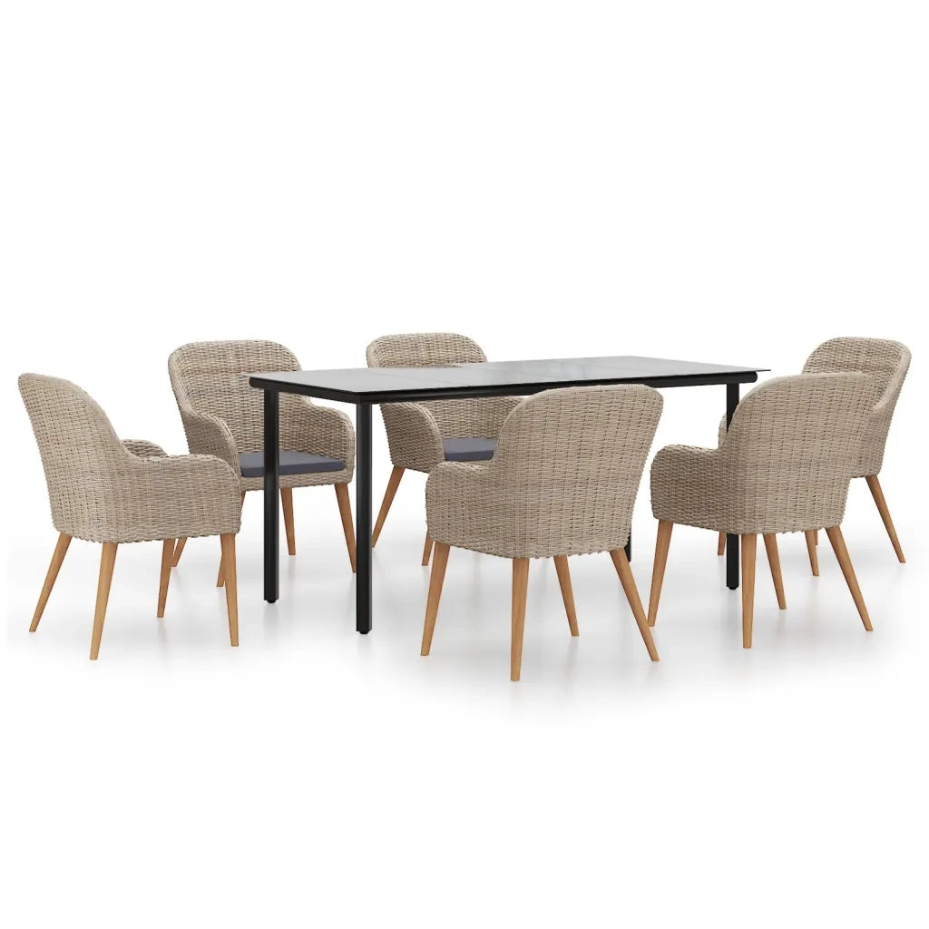 Set da Pranzo da Giardino 7 pz con Cuscini Marrone cod mxl 46195