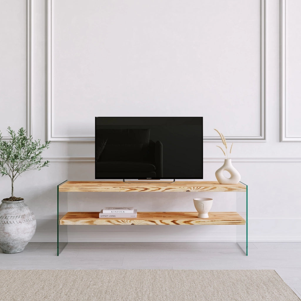 Cloz, Mobile Porta tv un Ripiano, 120x35x45h cm Marrone Rovere