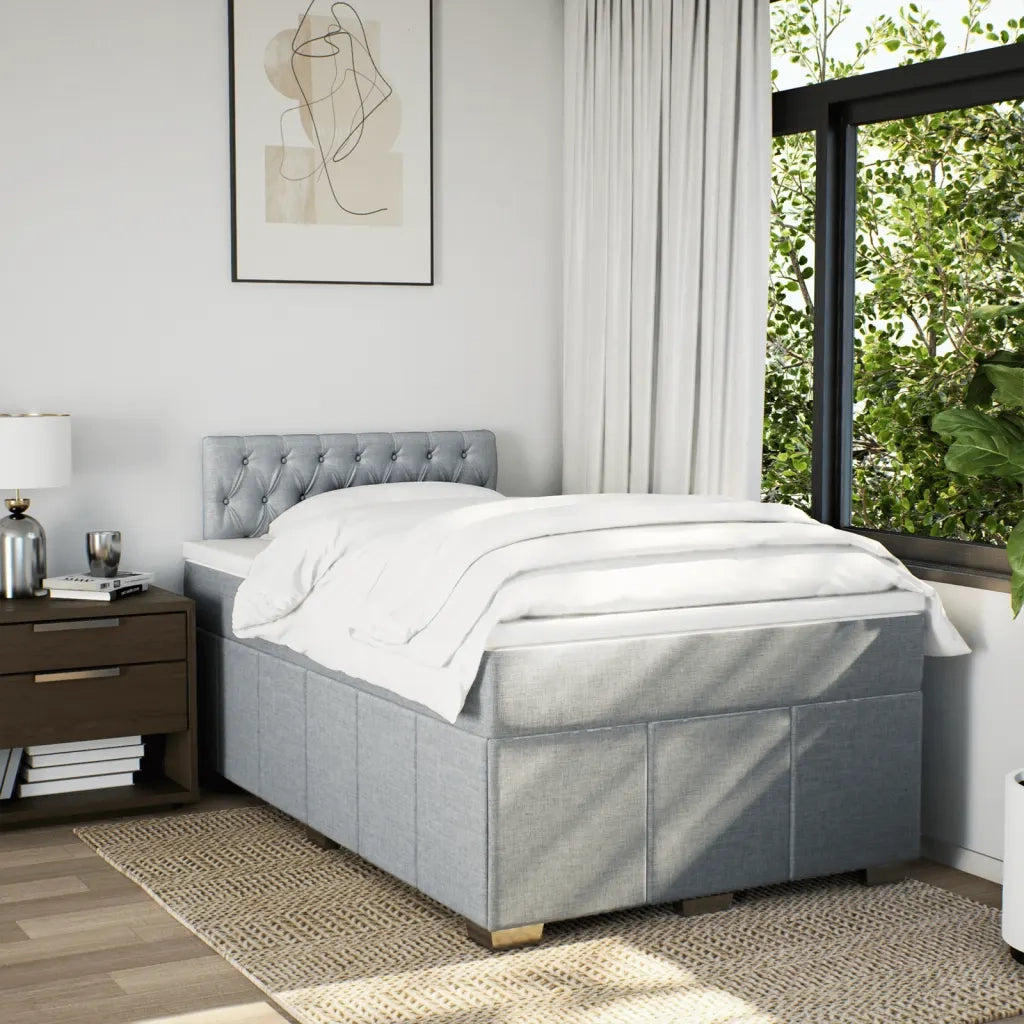 Giroletto a Molle con Materasso Grigio Chiaro 120x200cm Tessuto 3289342