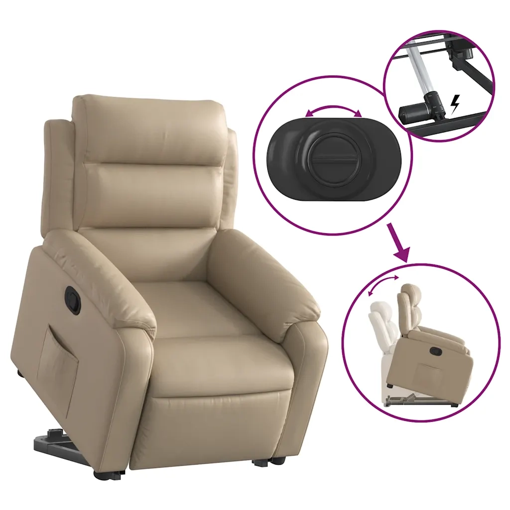 Poltrona Alzapersona Reclinabile Cappuccino in Similpelle 3205048