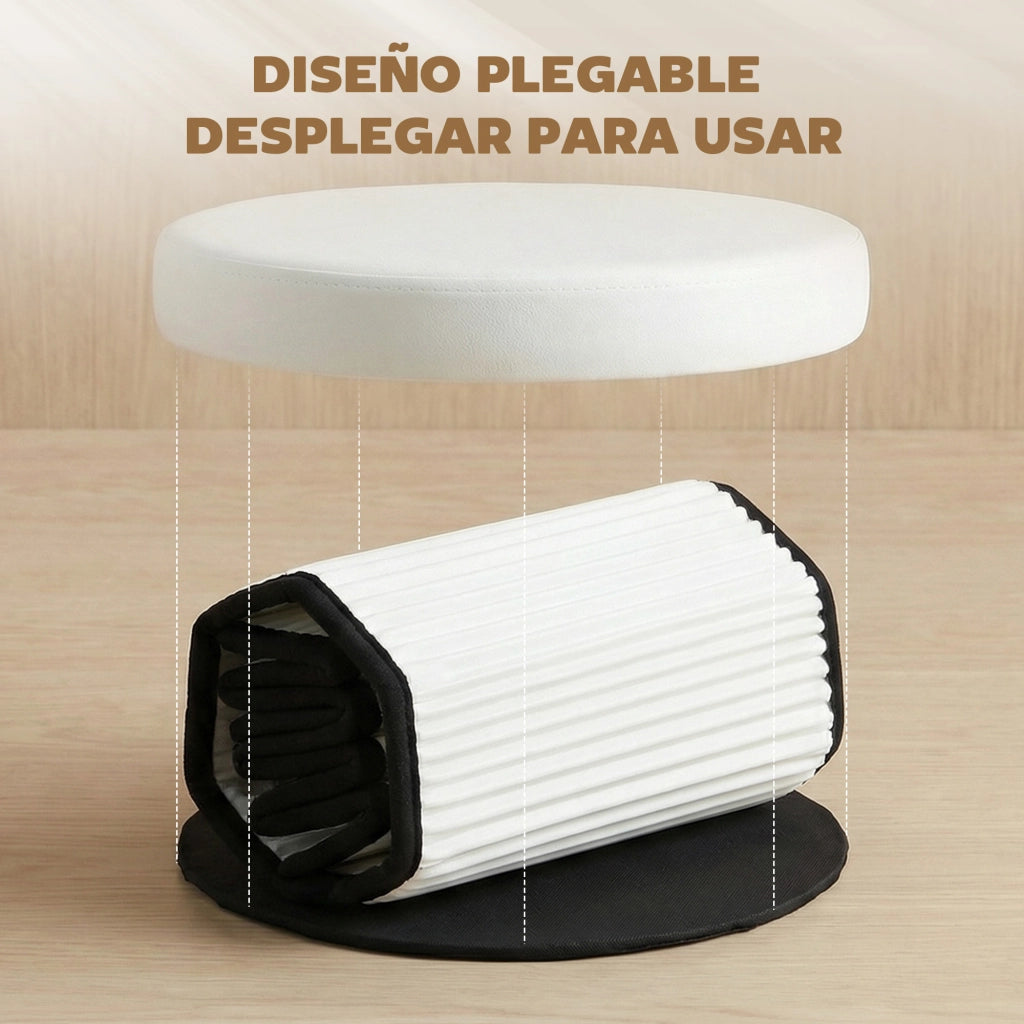 Pouf contenitore pieghevole rotondo ¨C zephmum ¨C velluto crema 38x38x38 cm