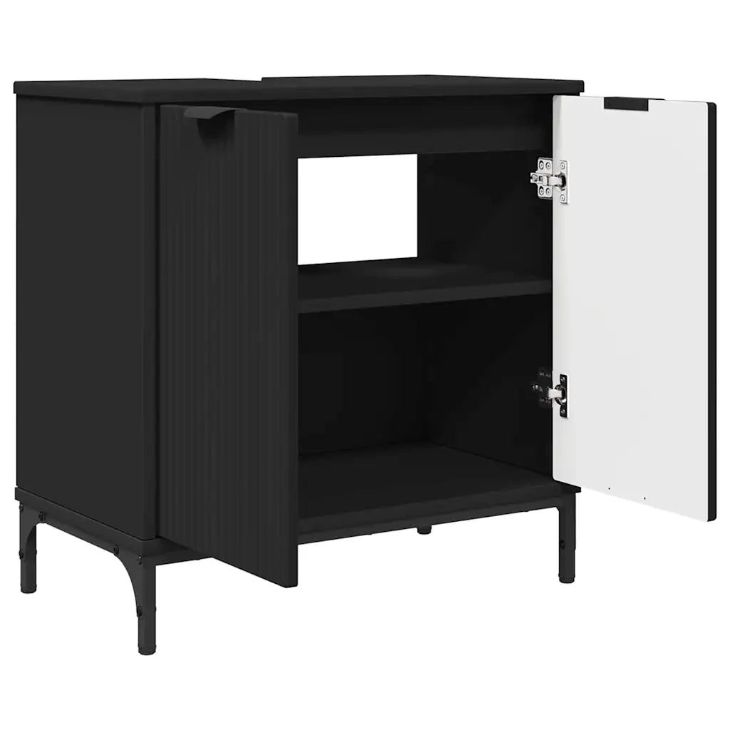 vidaXL Set di mobili per il bagno Plaid 3 pcs Nero 39.5 x 36 x 88 cm