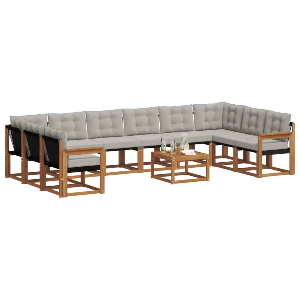 Set di divani da esterno 11 pcs Grigio Naturale e Chiaro 3369114