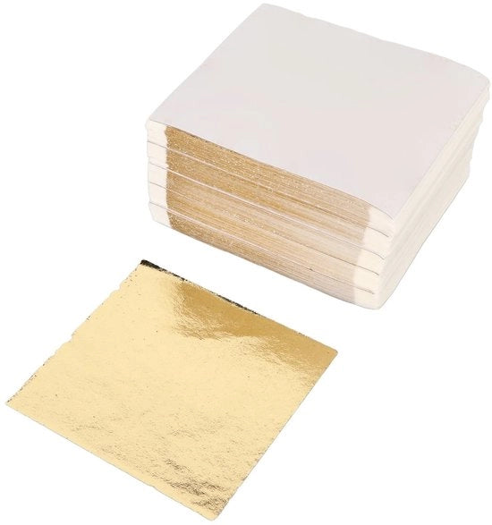 Foglia d'Oro Velluti 500 Pezzi - Adesivo Foglia d'Oro - Foglia d'Oro in Foglia - Foglia Metallica - Foglia d'Oro Commestibile - 9,5x8,5cm Dimensione - Foglia d'Oro in Foglio