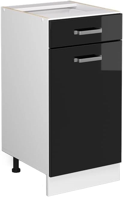 Frontale cucina R-Line, Nero lucido, 39.6 x 71.6 cm frontale del mobile per mobile base con cassetti