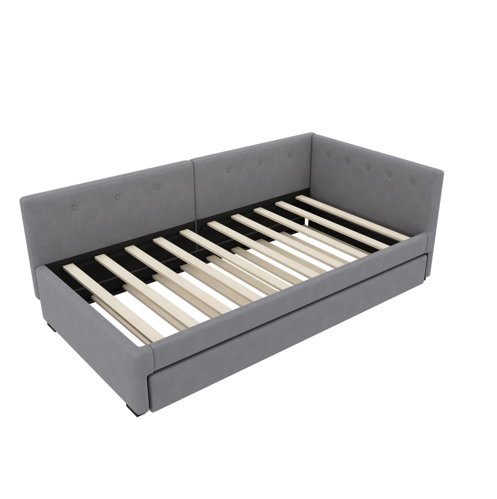 Letto singolo in velluto grigio 90x200 cm con letto estraibile
