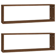 Mensole Muro | Mensola a parete Cubo 2 Rovere Marrone 80x15x26,5 Legno Multistrato