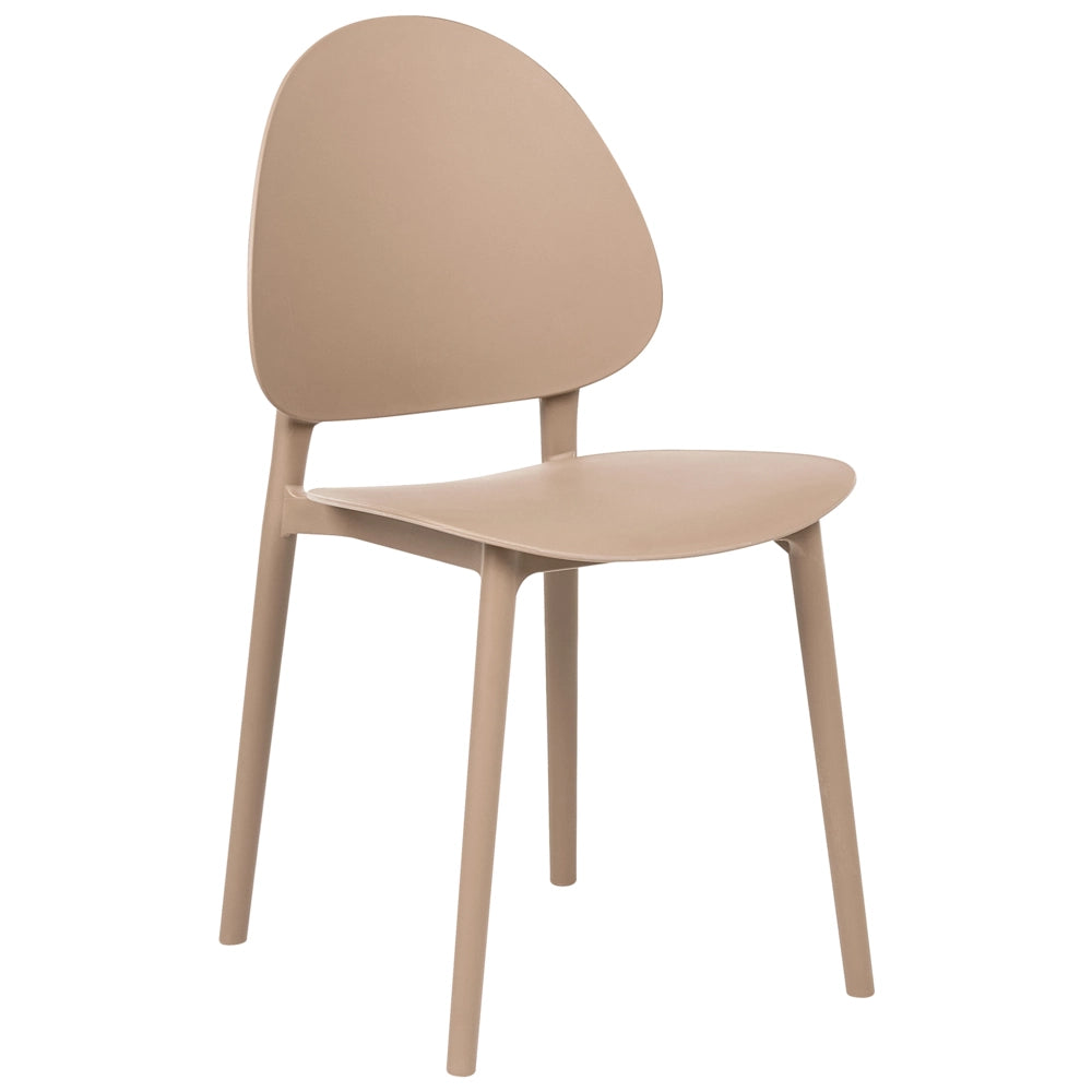 Set di 4 sedie da pranzo in plastica beige per interni ed esterni senza braccioli stile classico minimalista