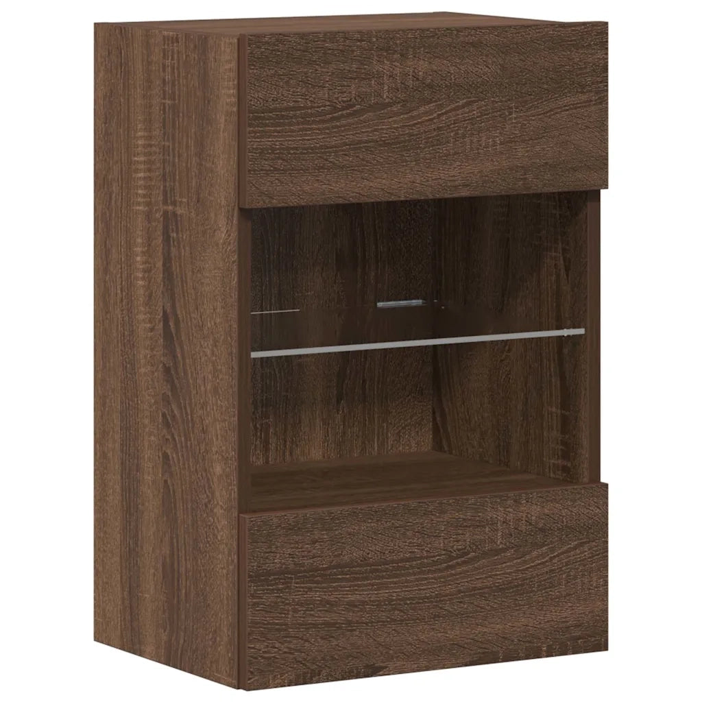 Mobili da parete con luci LED per TV 2pz Rovere Marrone 40x30x60,5cm 837091