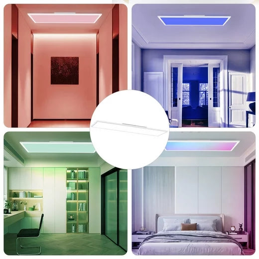 ZMH Lampada da soffitto plafoniera LED dimmerabile pannello lungo RGB per soggiorno cucina festa