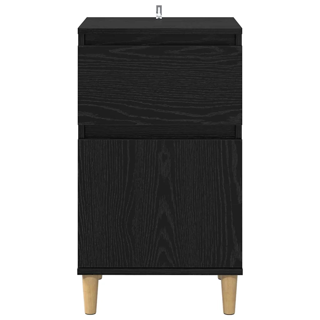 Comodino | Armadio da Notte | Mobiletto da notte Rovere Nero 40 x 35 x 70 cm Legno multistrato