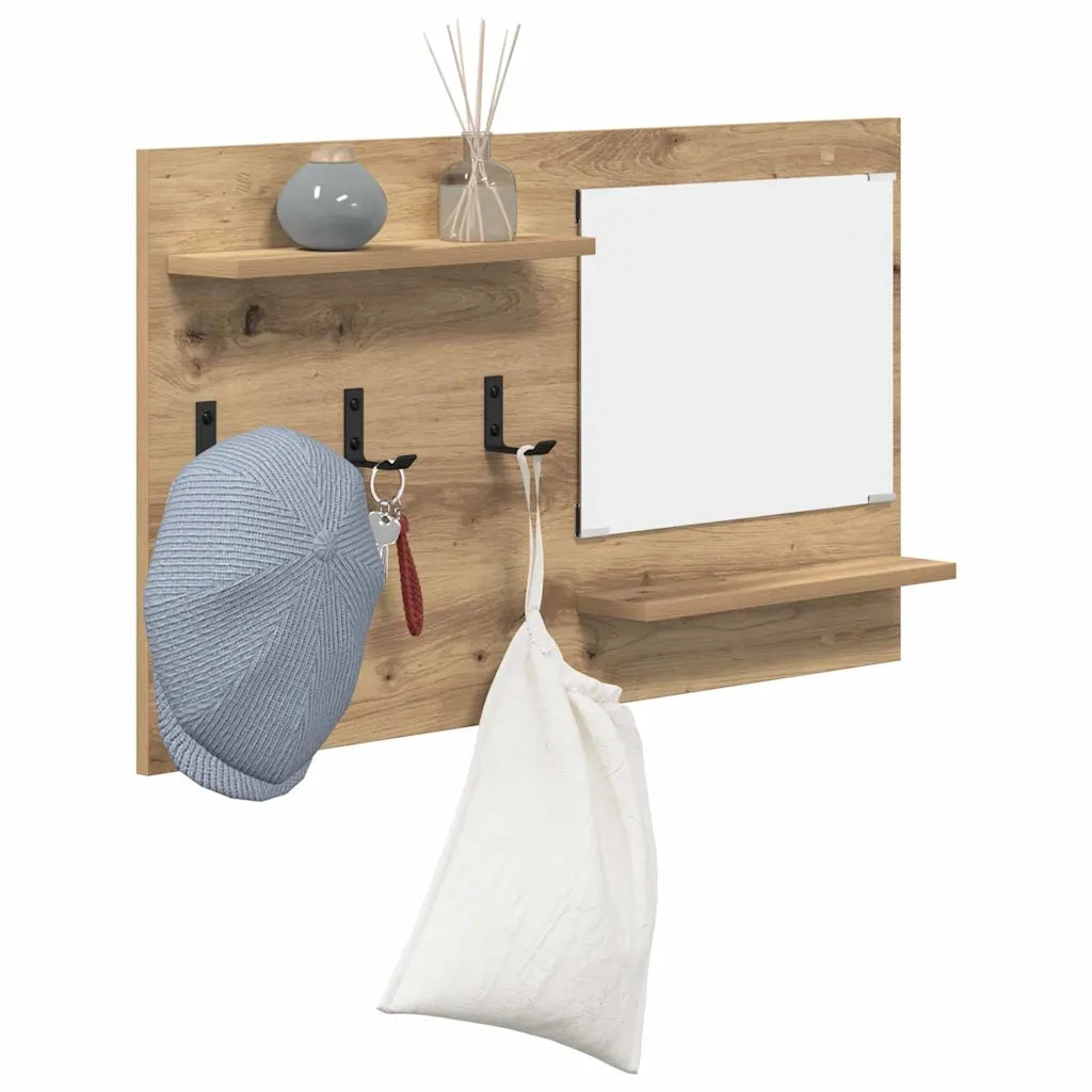 vidaXL Appendiabiti a muro rovere artigianale 90 x 10 x 50 cm