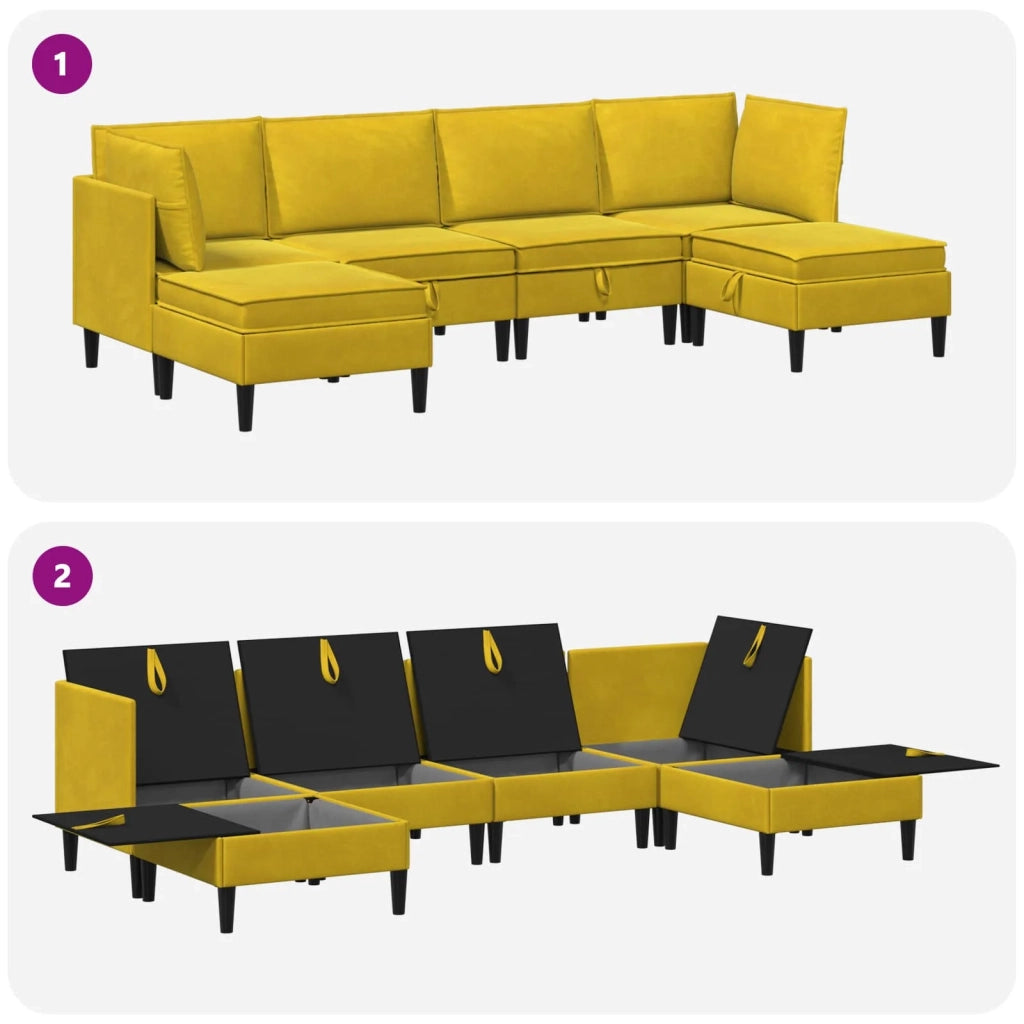 Set di mobili per il soggiorno con cuscino 6 pcs Giallo Velluto 3413762