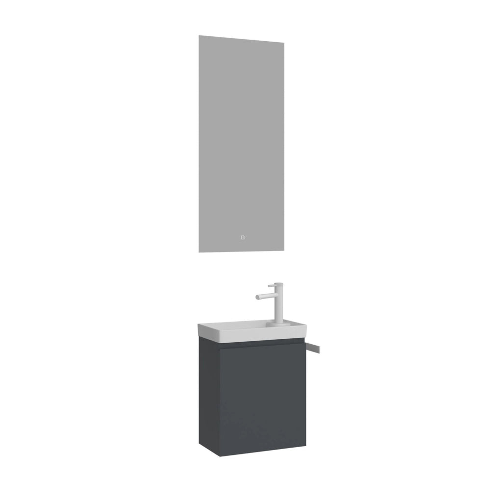 Set mobile lavabo con specchio (2 pezzi) "Ferla 40" - 40 x 22 x 50 cm - Antracite opaco