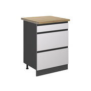 Vicco Mobiletto base per cucina Bianco 60 cm con cassetti, PL Rovere