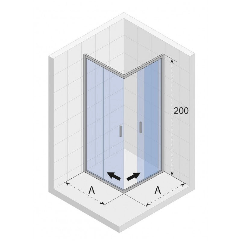 Box doccia con telaio nero con ante scorrevoli HAMAR 207 RIHO 80x80 x200cm