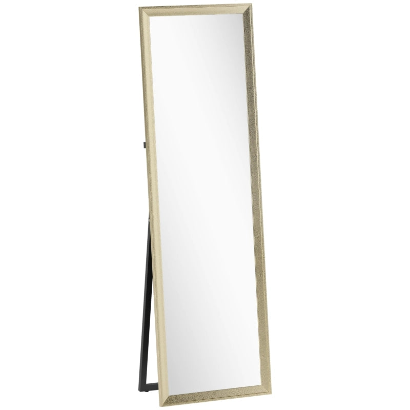 Specchio da terra a figura intera 160 x 50 cm, finitura oro, posizionamento flessibile