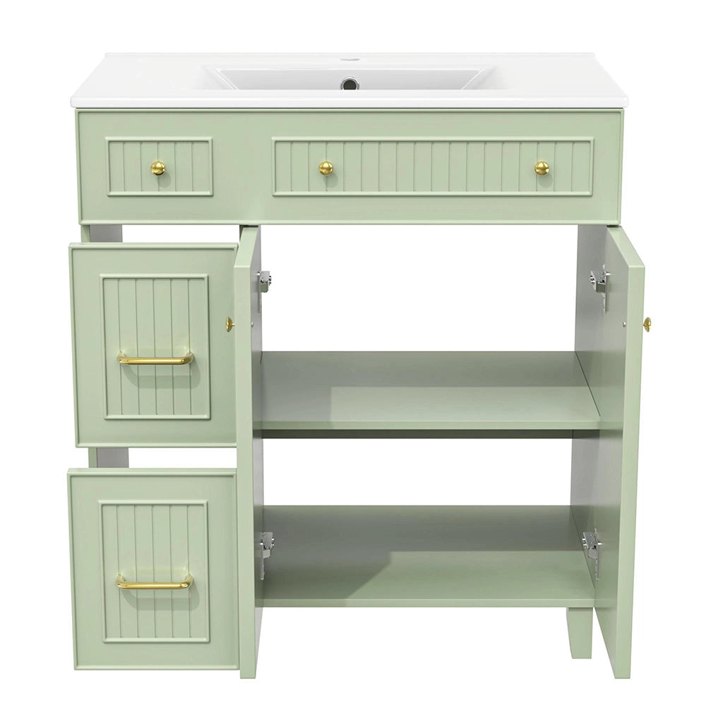 Armadio bagno con lavabo - Xylo - 81,7 cm - Verde - Design lussuoso con superficie laccata