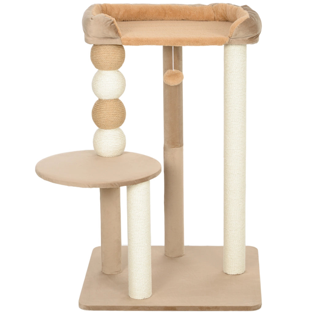 Torre per gatti con letto e tiragraffi ¨C zephmum ¨C marrone 56x54x86 cm