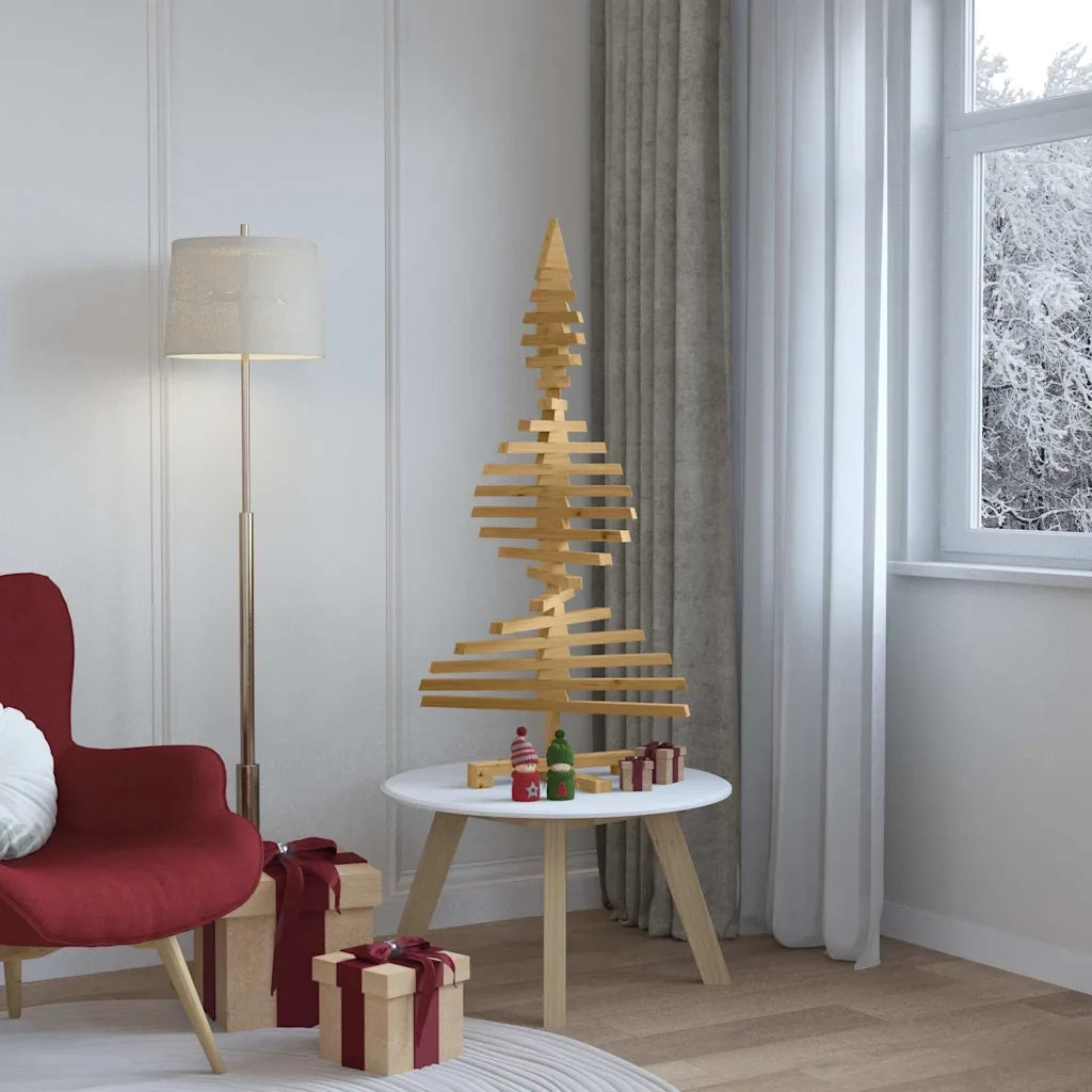 Albero di Natale in legno Marrone 120 cm Legno di pino massello
