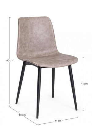 Set 2 Sedie 44x50x80 cm in Similpelle Nero e Beige