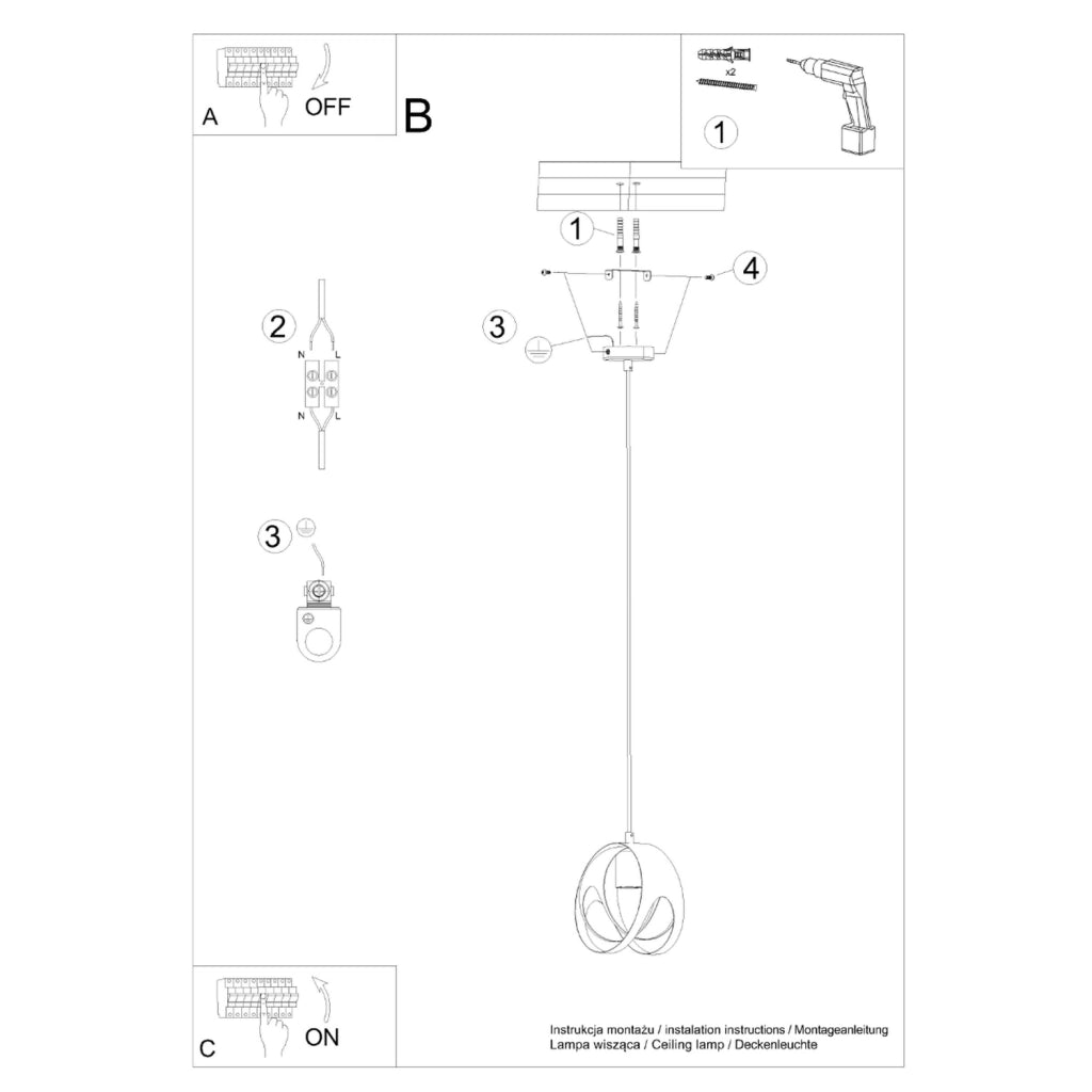 Lampada a sospensione nera FINARA Pure Lume E27 15W