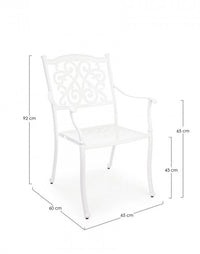 Set 4 Sedie da Giardino 65x60x92h cm con Braccioli Ivrea Bianco