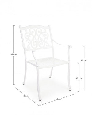 Set 4 Sedie da Giardino 65x60x92h cm con Braccioli Ivrea Bianco