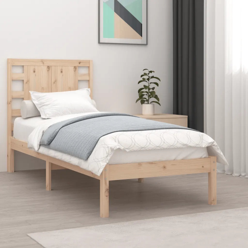 Letto singolo | Letto per adulti | Giroletto senza Materasso 90x200 cm in Legno Massello di Pino