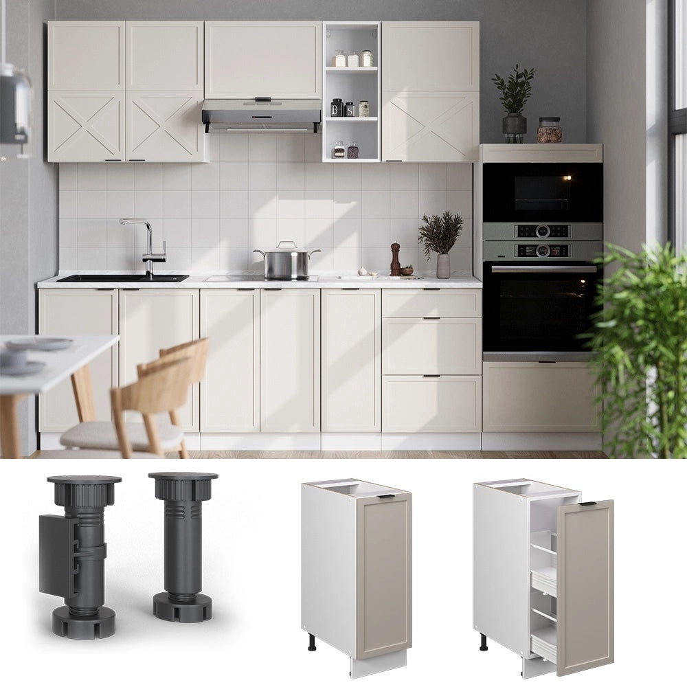 Armadio cucina dispensa alto Fame-Line GrigioBeige/Bianco 30 cm senza piano di lavoro Vicco