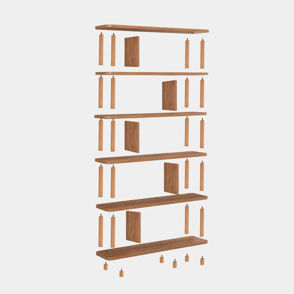 Libreria in legno "Meta" - 120 x 28 x 168 cm - Marrone