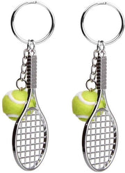 Sostituto di chiave per racchetta da tennis - Sostituto di pallina da tennis - Sostituto di chiave in metallo - Duraturo - Decorazione per borsa - Altezza ca. 7,9 cm - Anello per chiave