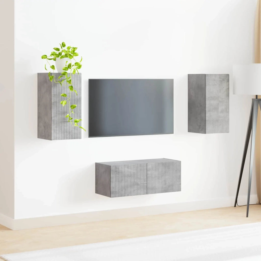 Set mobile TV 2 pz-Credenza per TV Grigio cemento Legno multistrato 809831