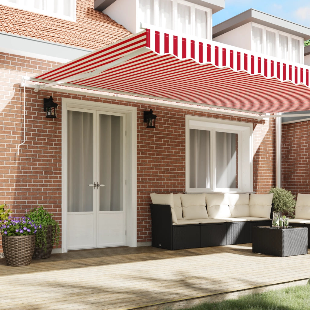 Tenda Retrattile Manuale Rigata Rossa e Bianca 500x300 cm