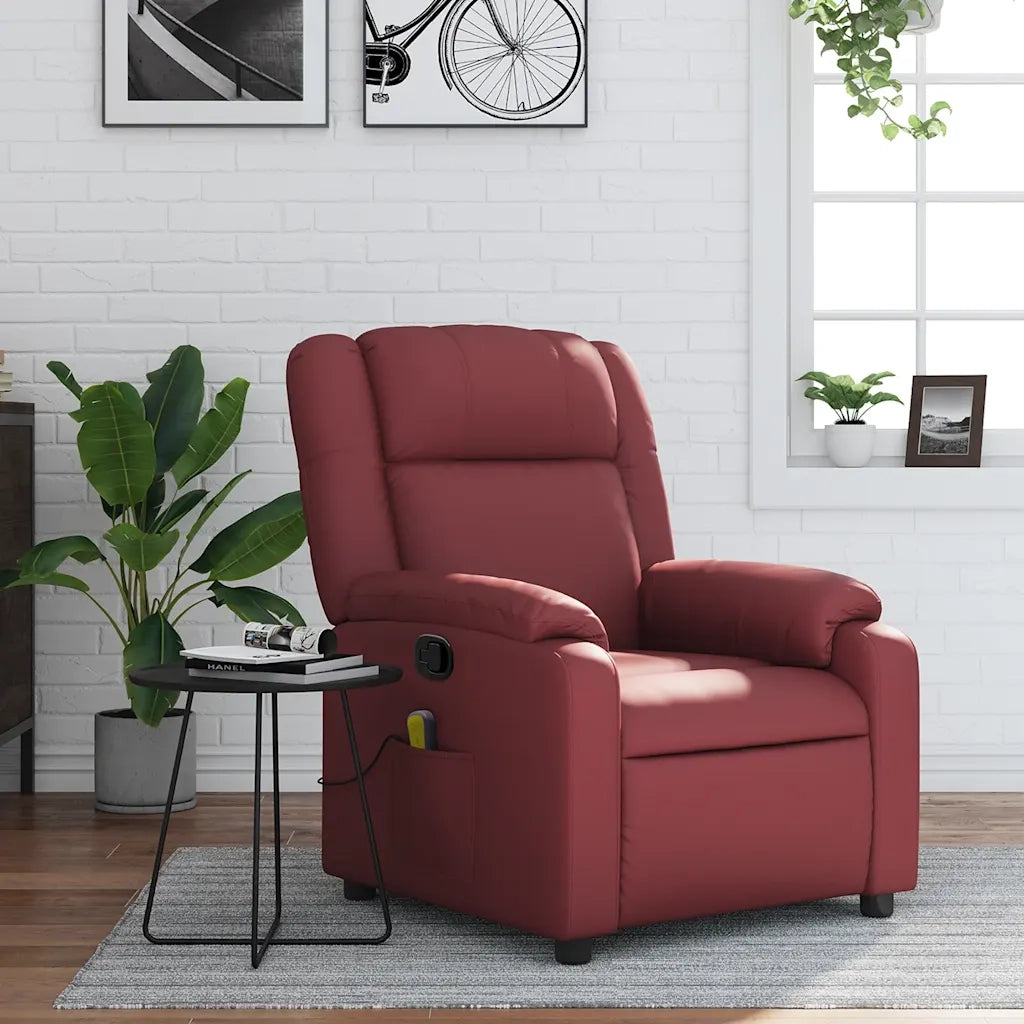 Poltrona Massaggiante | Sedia Relax Reclinabile Rosso vino in Similpelle