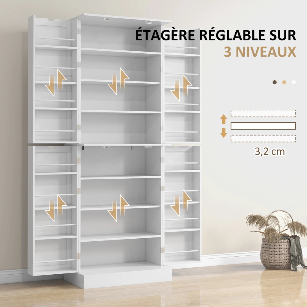 Armadio da cucina con ante, ripiani regolabili e porta spezie ¨C zephmum ¨C bianco 60x35x166 cm