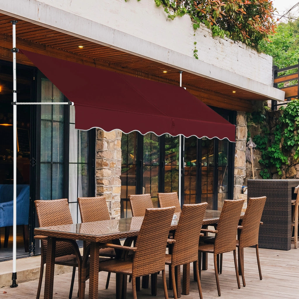 Tenda a bracci da 250 cm di larghezza senza forare, Tenda da balcone resistente ai raggi UV Rosso