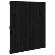 Testiera | Testata da Parete Nera 95,5x3x110 cm in Legno Massello di Pino