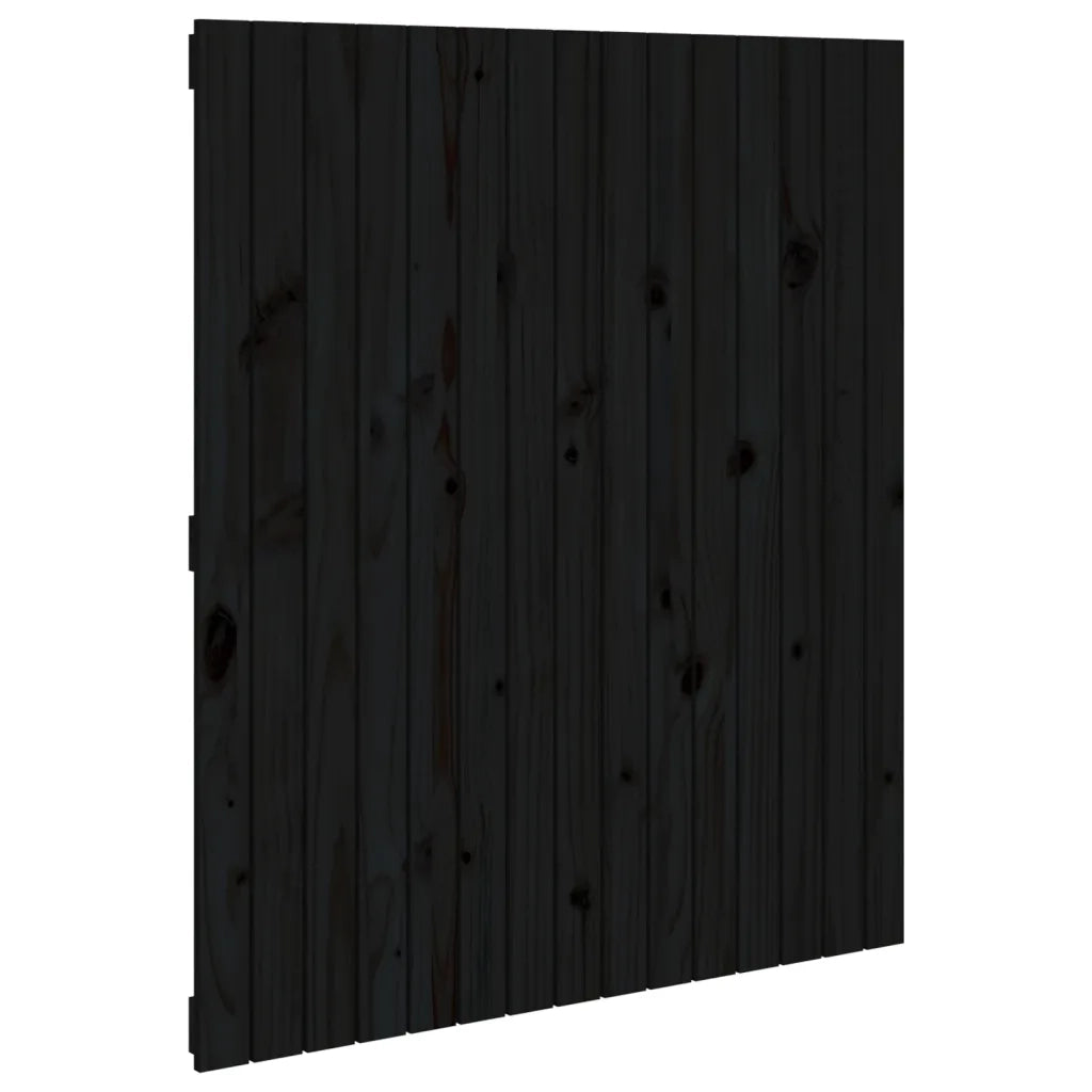 Testiera | Testata da Parete Nera 95,5x3x110 cm in Legno Massello di Pino