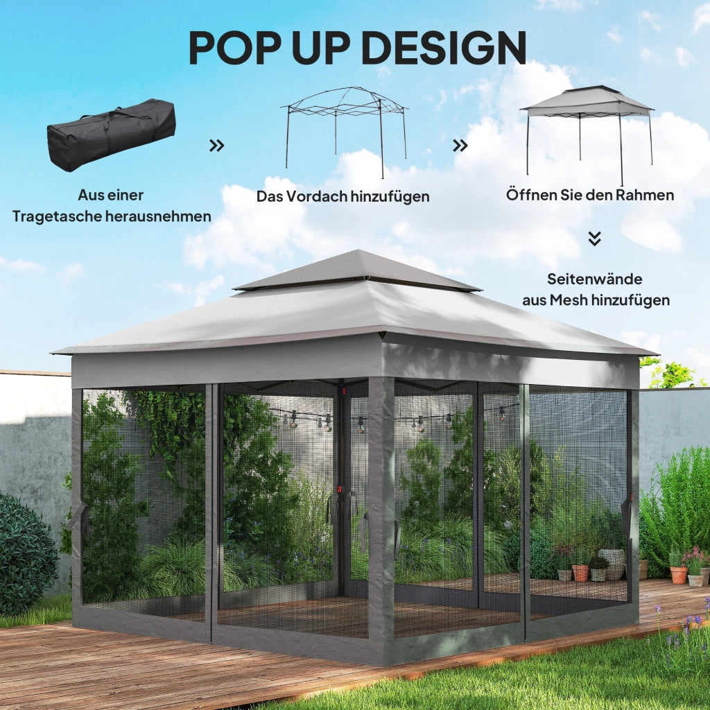 Gazebo pieghevole con pareti laterali ¨C Xylo ¨C grigio 3,25x3,25x2,7m