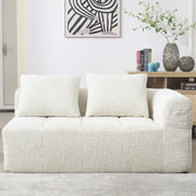 Divano Lineare 2 Posti Chaise Longue con Tasche Laterali e Cuscino Design Ergonomico in Ciniglia Beige 158 × 90 × 60 cm