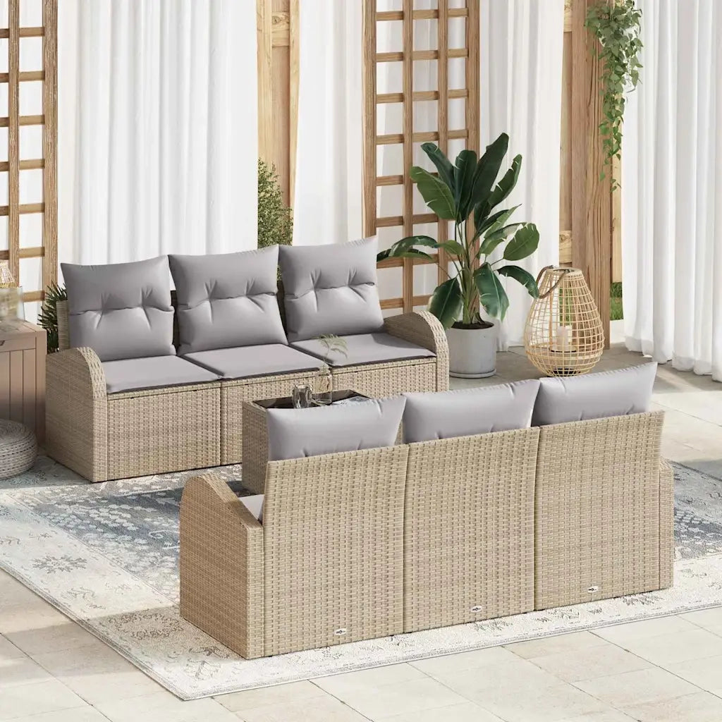 Set Divano da Giardino 7 pcs Beige e grigio polyrattan 3354599