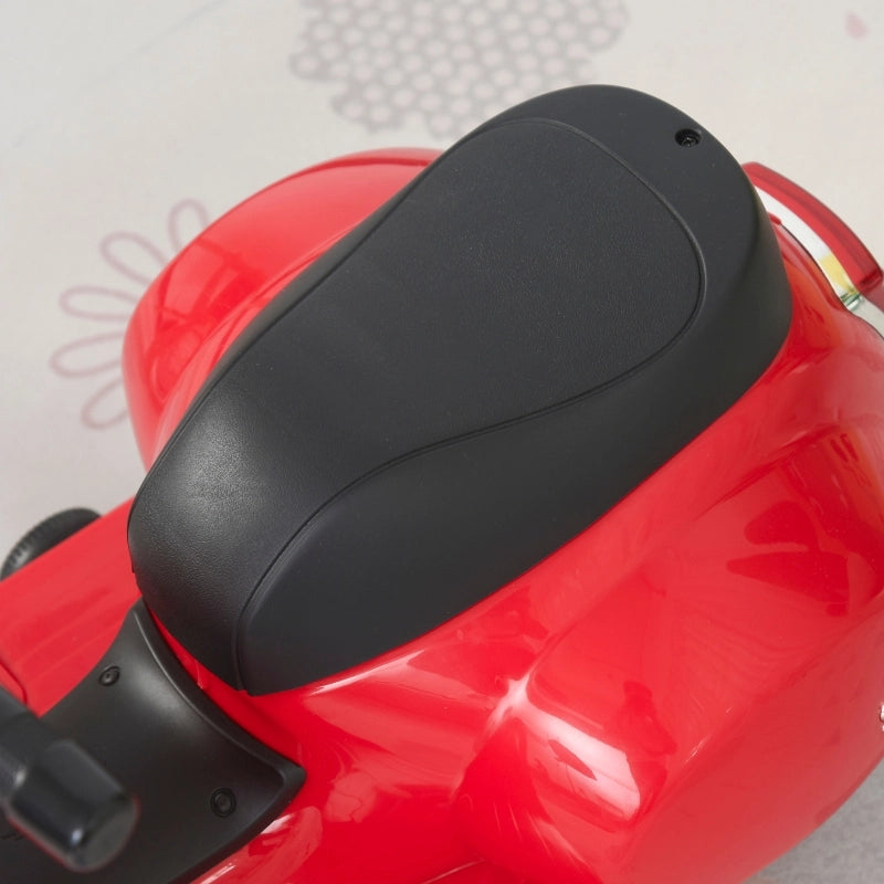 Vespa, moto elettrica per bambini, con luci a LED e suoni, adatta a bambini dai 18 ai 36 mesi, colore rosso.