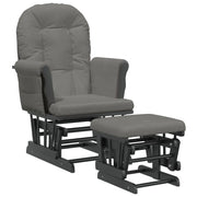 Poltrona | Sedia Relax Glider con Sgabello Grigio Scuro in Tessuto