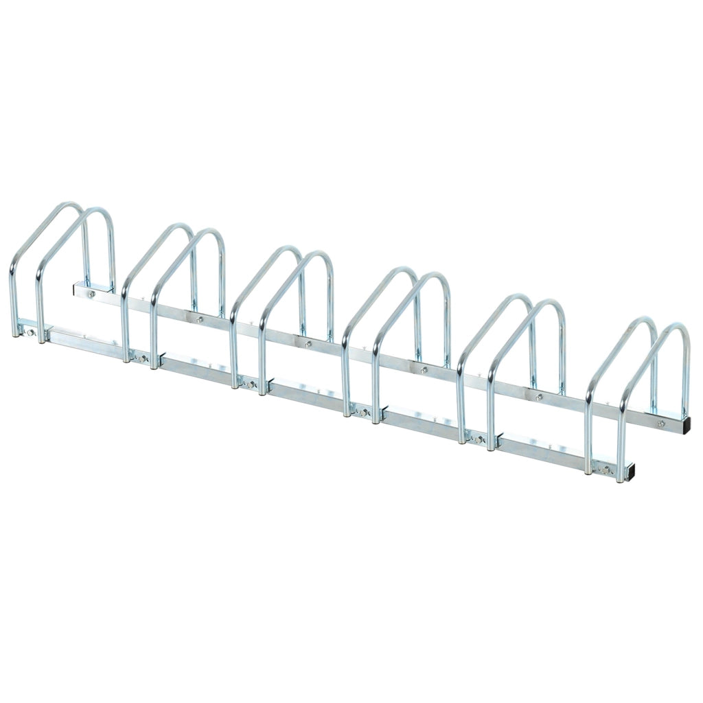 Rastrelliera Porta Biciclette 6 Posti 179x33x27 cm in Acciaio Argento